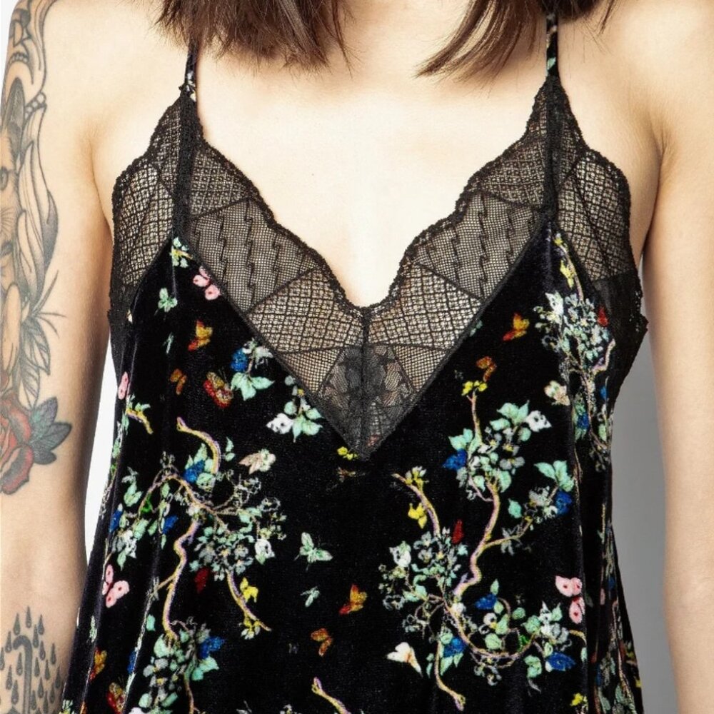 NWT Zadig & Voltaire Christy Velvet Blossom Camisole
